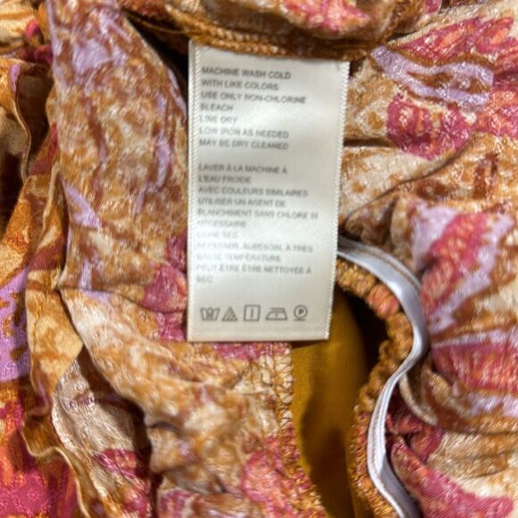 FREE PEOPLE DANCE TILL DAWN ROMPER IN ORANGE FLORAL PRINT XS TP NWOT - Picture 8 of 8